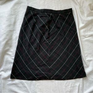 Plaid Black and Red Midi Skirt